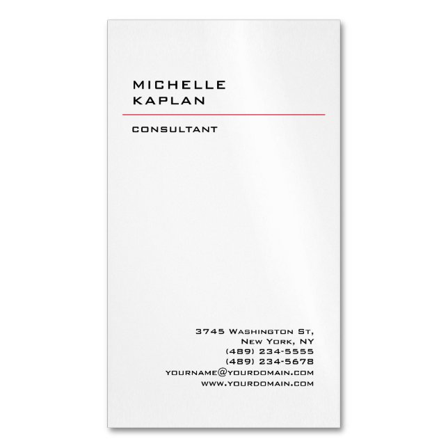 Tarjeta De Visita Magnética Profesional moderno en blanco y negro exclusivo (Frente vertical)