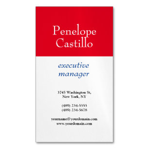 Tarjeta De Visita Magnética Profesional Moderno Simple Plano Azul Rojo Blanco