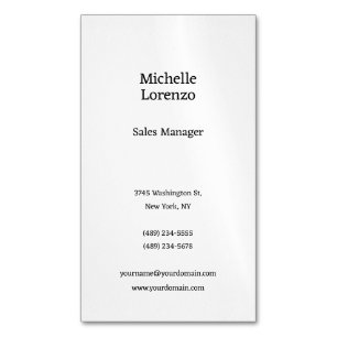 Tarjeta De Visita Magnética Profesional Moderno Simple Plano Negro & Blanco