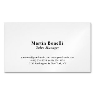 Tarjeta De Visita Magnética Profesional personalizado clásico negro y blanco