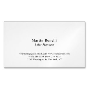 Tarjeta De Visita Magnética Profesional personalizado clásico negro y blanco