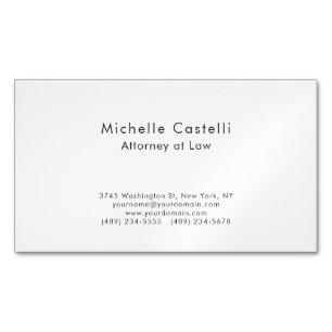 Tarjeta De Visita Magnética Profesional Sencillo Clásico Simple Blanco y Negro
