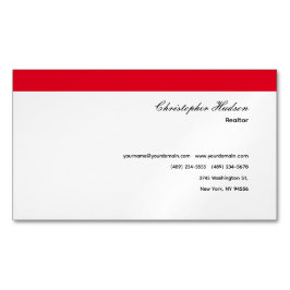 Tarjeta De Visita Magnética Profesional Simple Inmobiliaria Blanco Rojo