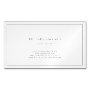 Tarjeta De Visita Magnética Profesional Único Clásico Blanco Negro