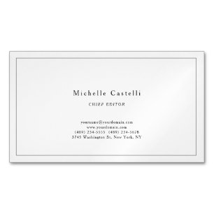 Tarjeta De Visita Magnética Profesional Único Clásico Blanco Negro