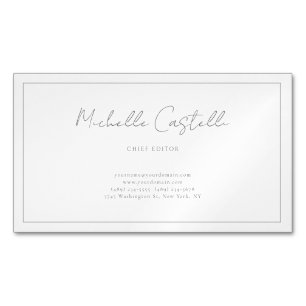 Tarjeta De Visita Magnética Profesional Único Clásico Negro Blanco