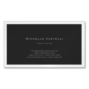 Tarjeta De Visita Magnética Profesional Único Clásico Plano Negro Blanco