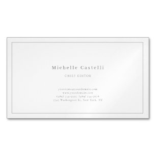 Tarjeta De Visita Magnética Profesional Único Clásico Plano Negro Blanco