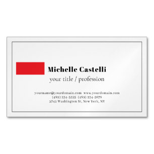 Tarjeta De Visita Magnética Profesional Único Clásico Simple