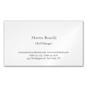 Tarjeta De Visita Magnética Profesional Único Clásico Simple Blanco