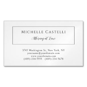 Tarjeta De Visita Magnética Profesional Único Clásico Simple Blanco y Negro