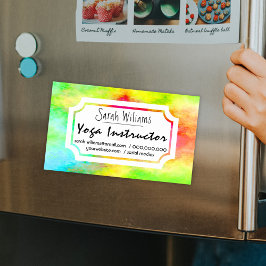 Tarjeta De Visita Magnética Profesor de Yoga de Acuarela Moderna