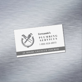 Tarjeta De Visita Magnética Professional Plumbing Service Business Logo