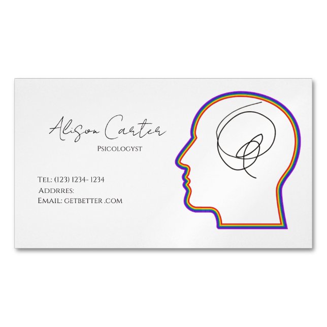 Tarjeta De Visita Magnética psycology editable business card  (Anverso)