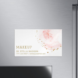 Tarjeta De Visita Magnética Puntos de Purpurina Rubor Floral Petal Gold