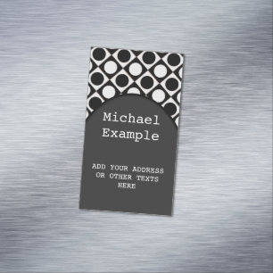 Tarjeta De Visita Magnética Puntos y cuadrados / blanco negro + tus ideas