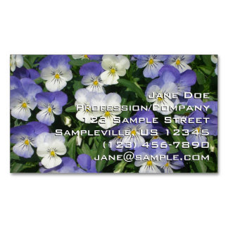 Tarjeta De Visita Magnética Purple Pansies Garden Floral