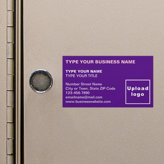 Tarjeta de visita magnética púrpura izquierda alin (Purple magnetic business card in left aligned style)