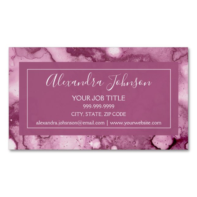 Tarjeta De Visita Magnética Púrpura y borgoña Wash Girly (Anverso)