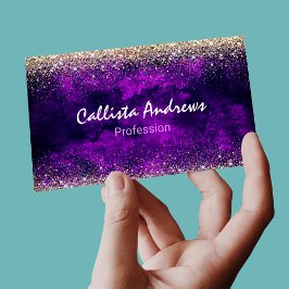 Tarjeta De Visita Magnética Purpurina de imitación de oro morado oscuro