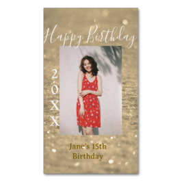 Tarjeta De Visita Magnética Purpurina de oro feliz año de la foto del 15 cumpl