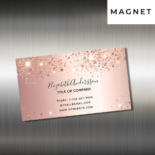 Tarjeta De Visita Magnética purpurina de oro Rosa polvo metálico elegante