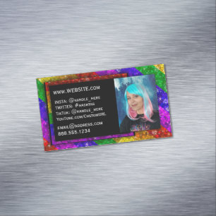 Tarjeta De Visita Magnética PURPURINA del orgullo LGBTQ artista de medios soci