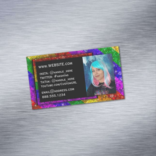 Tarjeta De Visita Magnética PURPURINA del orgullo LGBTQ artista de medios soci (In Situ)