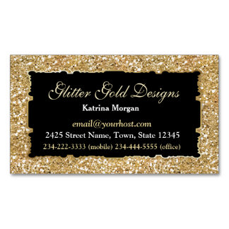 Tarjeta de visita magnética purpurina Gold Eleganc