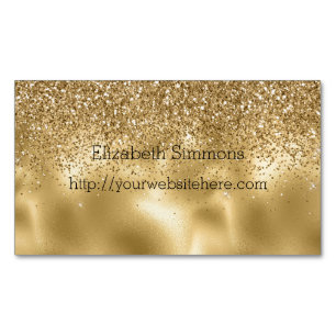 Tarjeta De Visita Magnética Purpurina Gold Glam Glitz