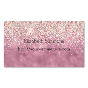 Tarjeta De Visita Magnética Purpurina Rosa Glam Glitz