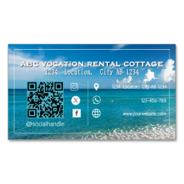 Tarjeta De Visita Magnética QR Code Beach Elegant Spa Travel