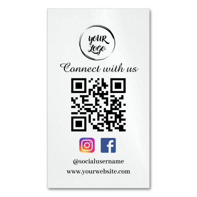 Tarjeta De Visita Magnética QR Code Business Card Magnet Social Media (Frente vertical)