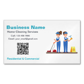 Tarjeta De Visita Magnética QR Custom Cleaning Service Maid Business Card