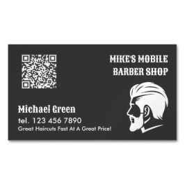 Tarjeta De Visita Magnética QR de Personalizado Mobile Barber Premium
