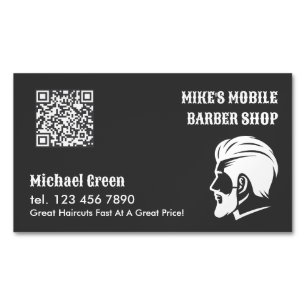 Tarjeta De Visita Magnética QR de Personalizado Mobile Barber Premium