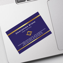 Tarjeta De Visita Magnética Real Estate Navy Blue House Logo Modern Realtor