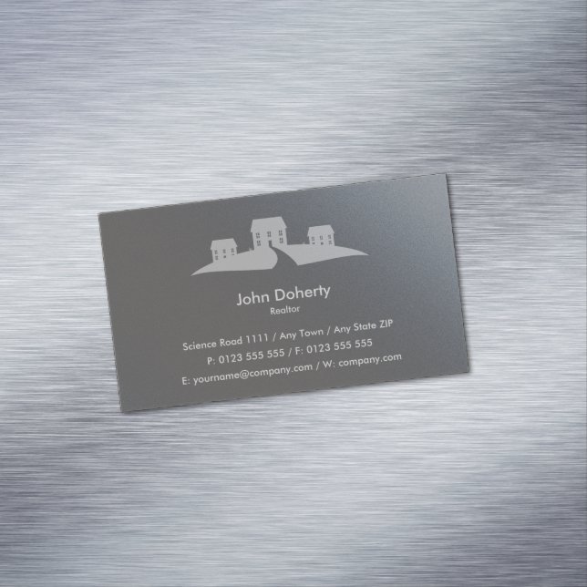 Tarjeta De Visita Magnética Realtor | Platino Gráfico (In Situ)