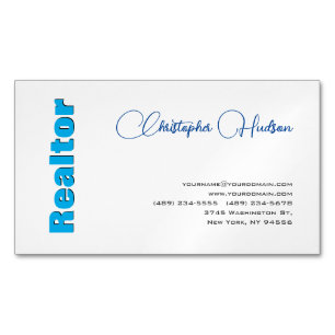 Tarjeta De Visita Magnética Rector simple profesional Inmobiliaria Blue White
