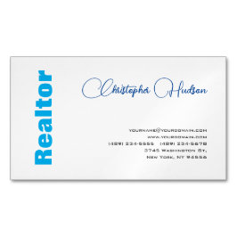 Tarjeta De Visita Magnética Rector simple profesional Inmobiliaria Blue White