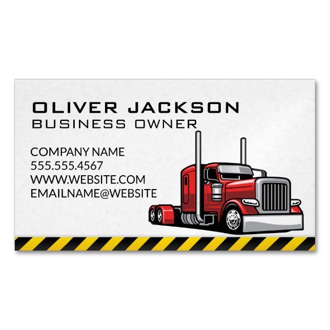 Tarjeta De Visita Magnética Red 18 Wheeler | Truck Driver (Anverso)