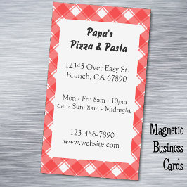 Tarjeta De Visita Magnética Red Plaid Personalizado Restaurant Ad Magnetic Car