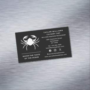Tarjeta De Visita Magnética Red social Crab Seafood Coastal Ocean Resturant