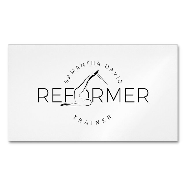 Tarjeta De Visita Magnética Reforma de Pilates Instructores (Anverso)