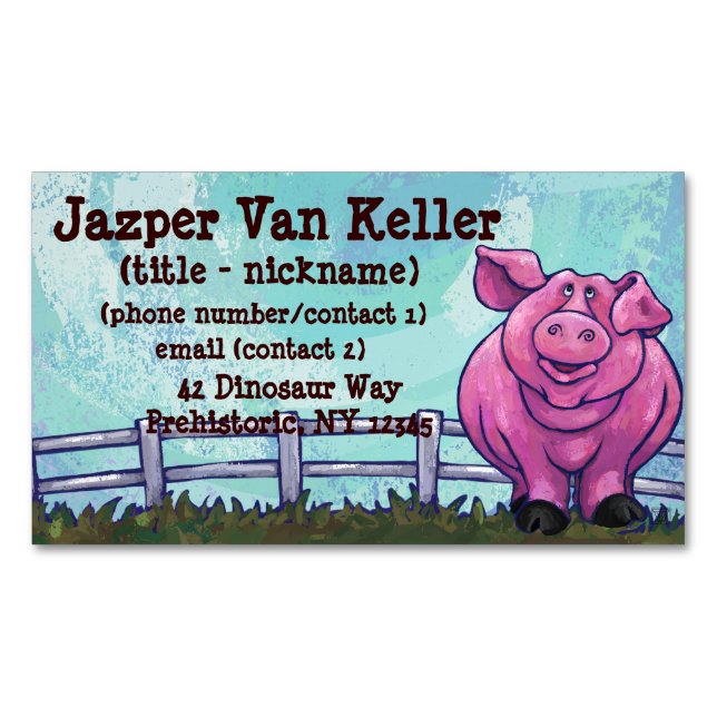 Tarjeta De Visita Magnética Regalos y accesorios del cerdo (Anverso)