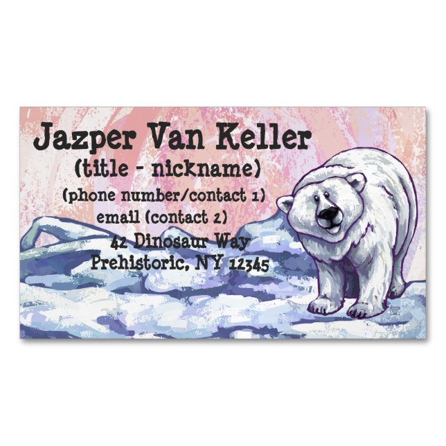 Tarjeta De Visita Magnética Regalos y accesorios del oso polar (Anverso)