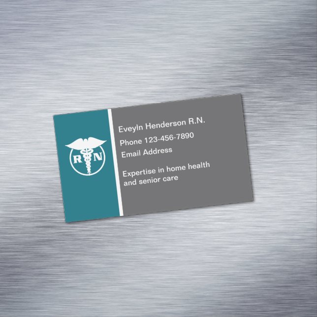 Tarjeta De Visita Magnética Registered Nurse Simple Contact Business Magnets (In Situ)