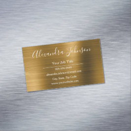 Tarjeta De Visita Magnética Relieve metalizado metálico de oro Moderno y elega