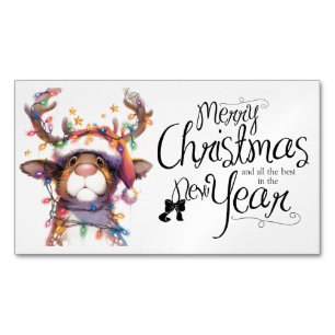 Tarjeta De Visita Magnética Reno iluminados Feliz Navidad Feliz Año Nuevo