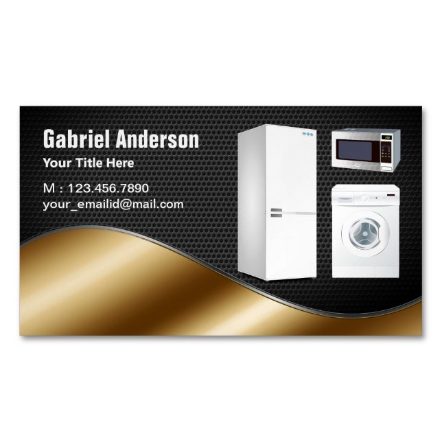 Tarjeta De Visita Magnética Reparación de dispositivos domésticos Black Mesh G (Anverso)